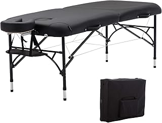 Artechworks 30" Width Portable Lightweight Massage Table Facial Solon Spa Tattoo Bed with Aluminium Leg, (2.56" Thick Cushion of Foam) for Home Office Living Room,Black