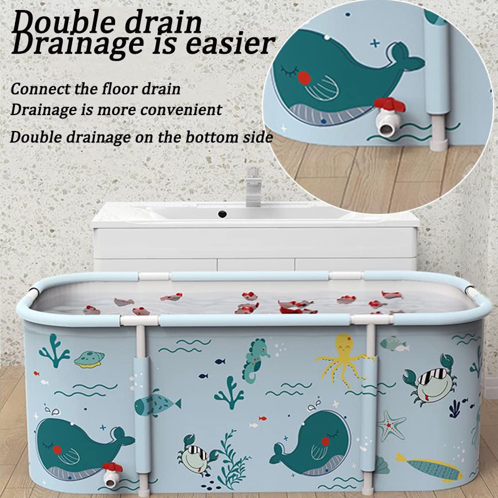 Bañera Portátil Plegable Para Adultos - Mantiene Temperatura, Tapa Aislante, Azul, Tamaño L