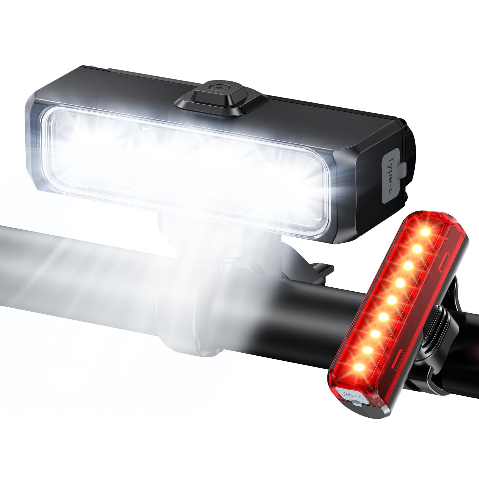 EOIWUY Lumiere Velo Avant et Arriere 1500LM Super Lumineux Eclairage Velo LED Rechargeable USB IP65 Lampe Velo