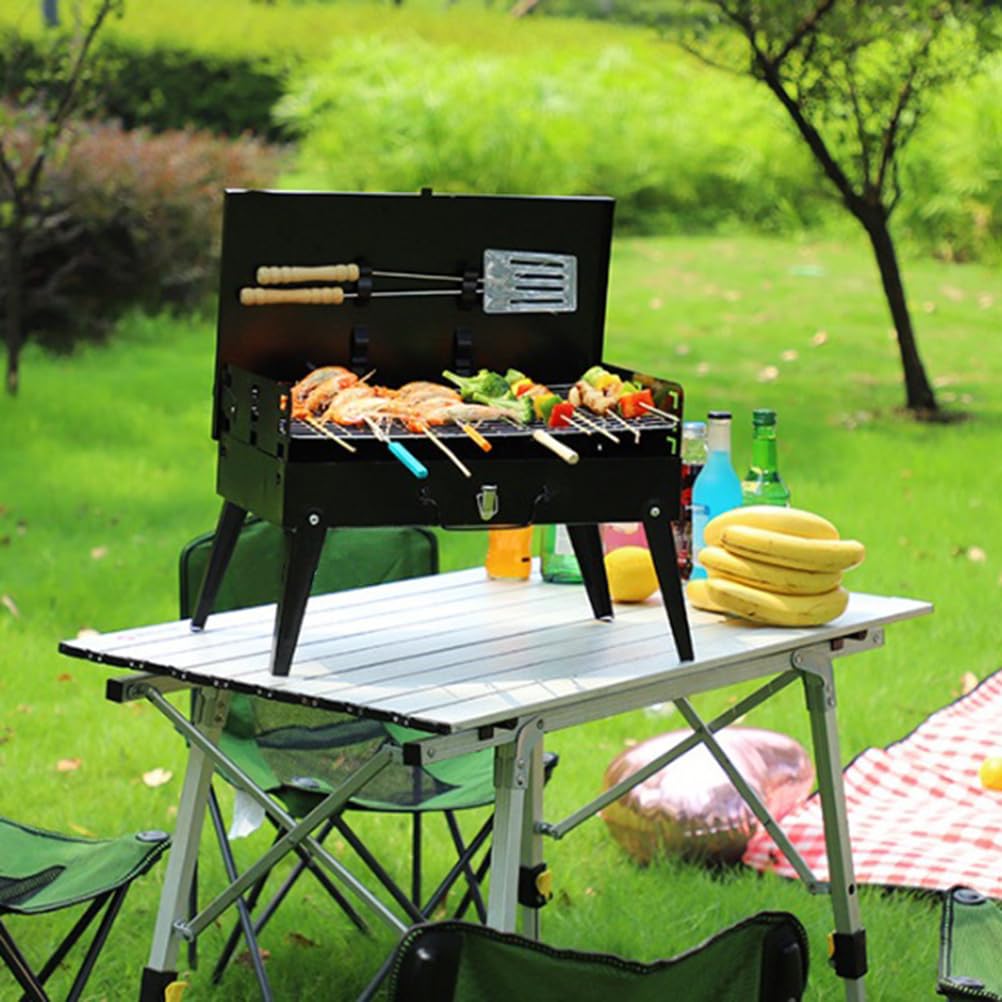 Tragbarer Holzkohlegrill im Kofferformat – Kompakter Grill mit Griff und entnehmbarem Ascheauffangbehälter – Ideal für Garten, Balkon, Camping, Picknick & unterwegs – Perfekt für mobile BBQs
