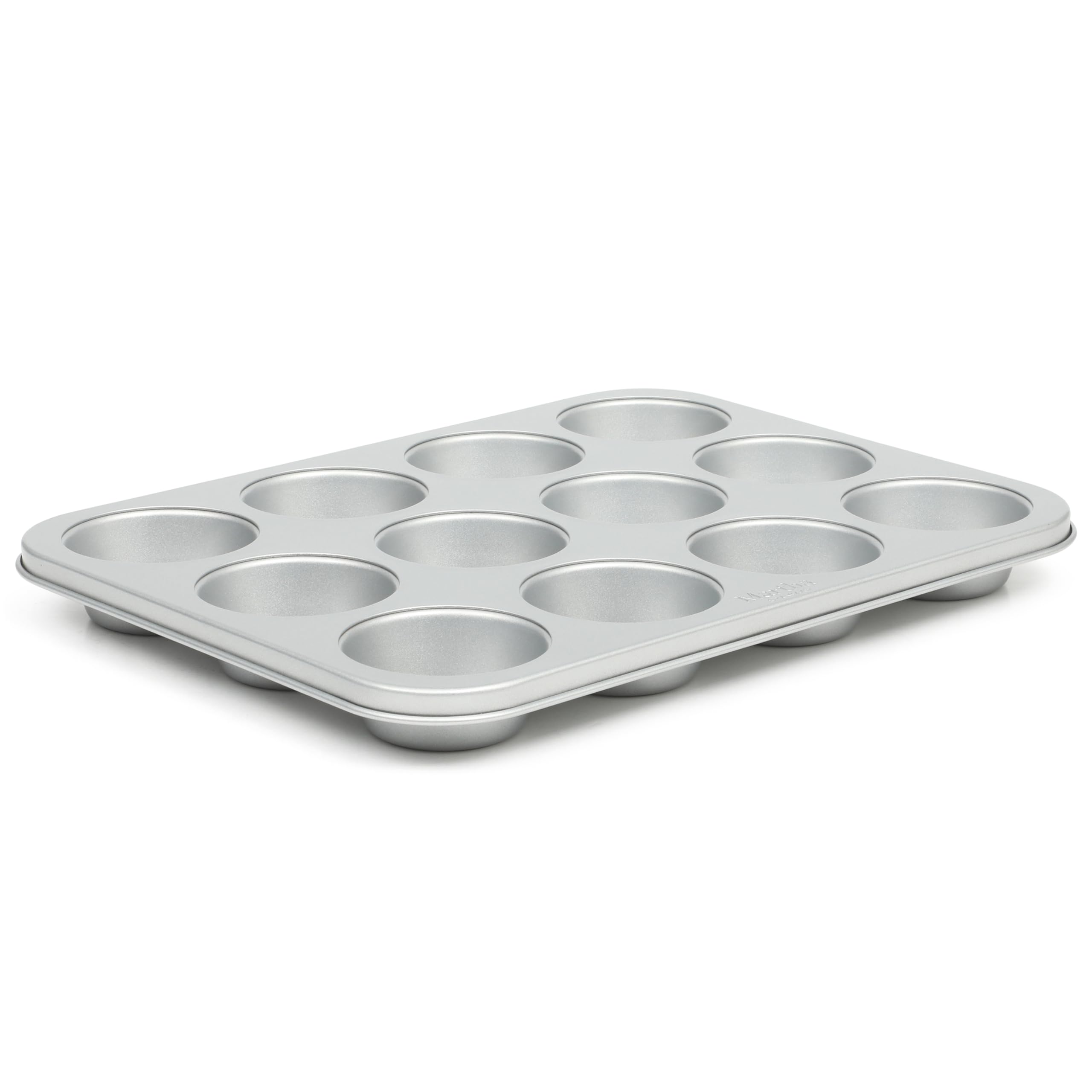 Martha Stewart Gallen 12 Cup Nonstick Carbon Steel Muffin and Cupcake Pan - Silver Durable Bakeware for Muffins, Cupcakes &amp; Mini Cakes