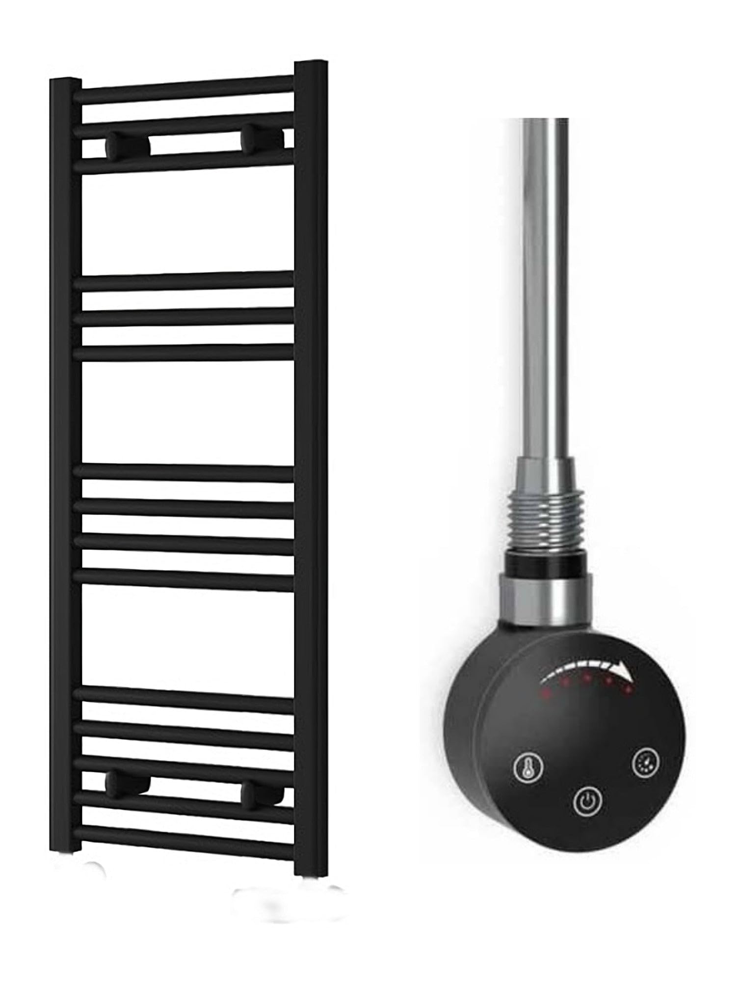 Radiador Toallero Eléctrico Negro 400 x 1000 mm con Resistencia de 300 W, Precargado, Acero