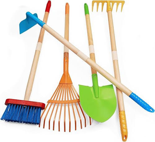 Miniatura 8 de Set de herramientas de jardinería para niños, 8 piezas, carretilla con herramientas de playa y jardín, pala, rastrillo, juguetes al aire libre para