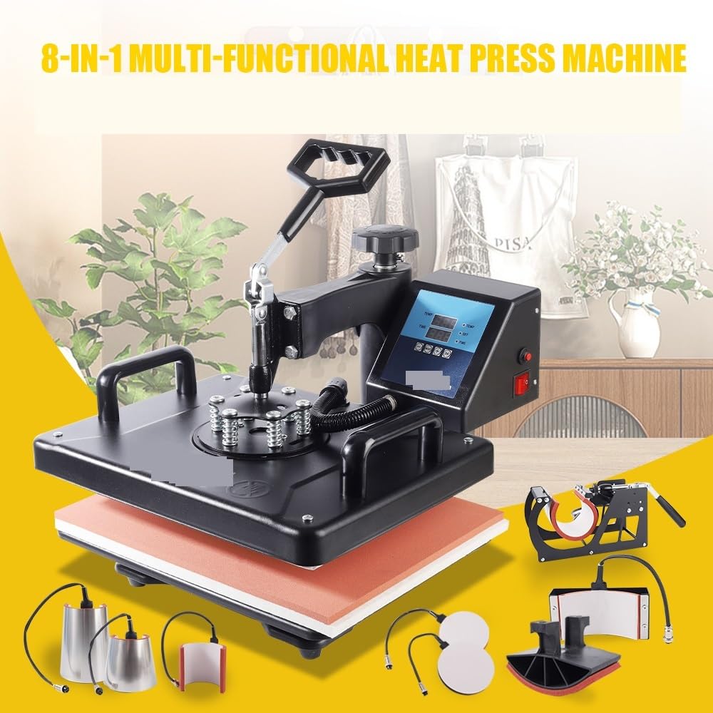 30 * 38CM 8 w 1 Combo Prasa Termotransferowa Drukarka Sublimacyjna Maszyna do Transferu Ciepła 2D Do Czapek Kubków Talerzyków T-shirtów