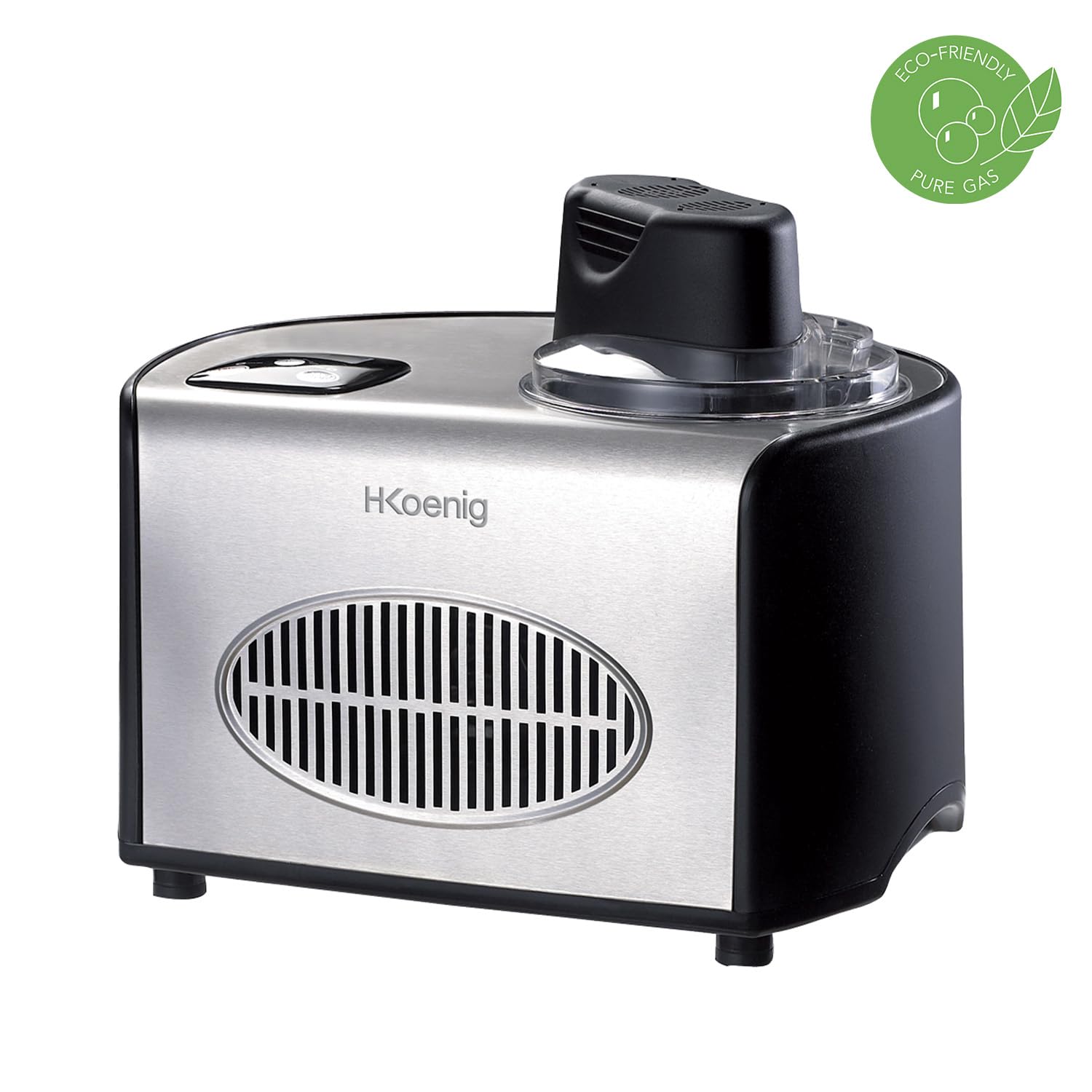 H.Koenig HF250 maszyna do lodów i deserów – 1,5 l, 150 W, funkcja chłodzenia, szybkie przygotowanie lodów, sorbetu, mrożonego jogurtu – profesjonalna, elektryczna i przyjazna dla środowiska, z