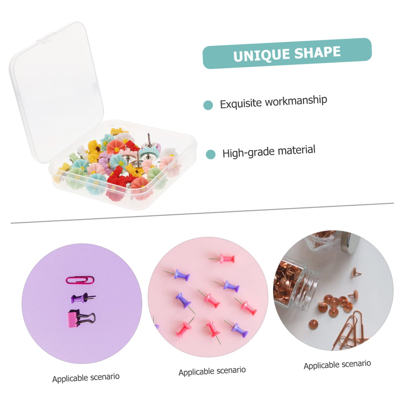 Lurrose 150piezas Pushpins Creativos Forma De Flor y Corazón TACS Multifuncionales para Mapa Accesorios Convenientes para Oficina y Hogar