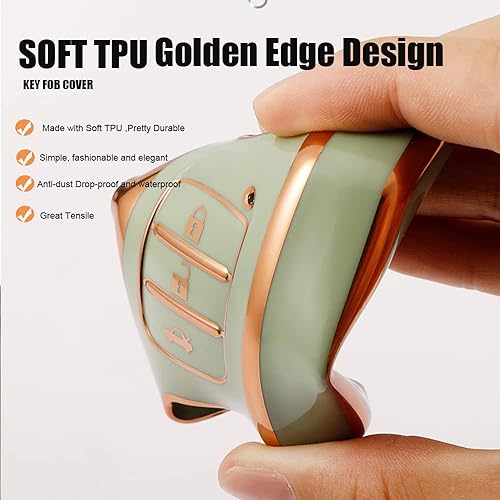 Miniatura 5 de SANRILY Funda para llave Hyundai Key Fob Carcasa de protección completa, GrisAzul (gray-blue), Leather Keychain