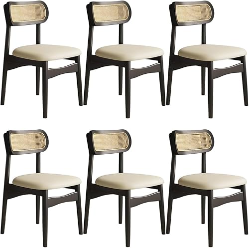 Miniatura 14 de YVYKFZD Sillas de comedor de madera maciza, juego de sillas de cocina sin brazos, silla de comedor con respaldo de ratán, silla lateral cómoda
