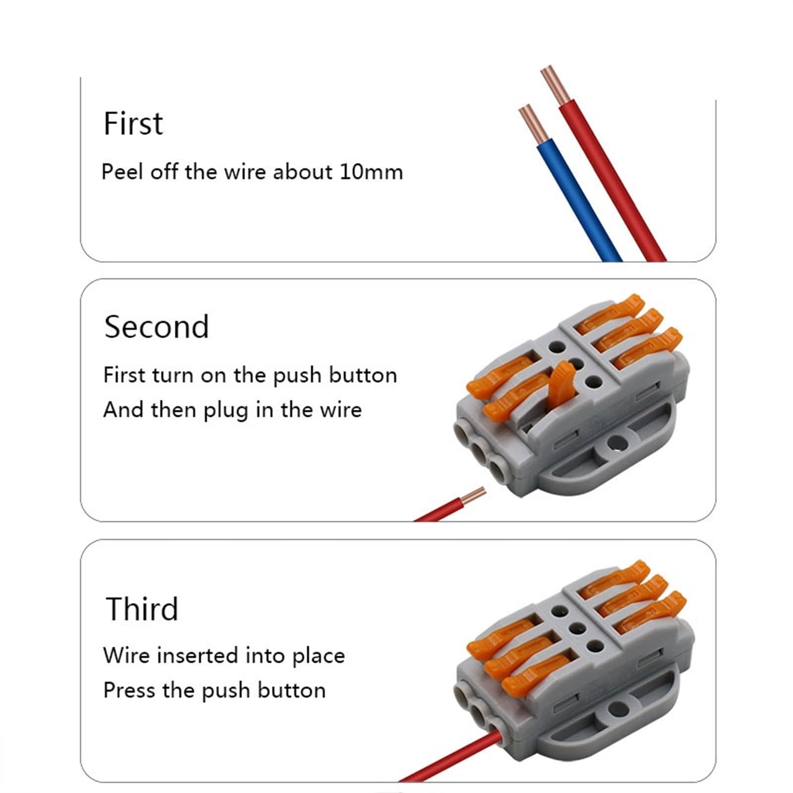 Mini connecteur de fil électrique rapide, 2/3/4/5/6/8/10/12 broches, amarrage universel, conducteurs de câblage rapide, bornier enfichable (Color : PCT-22-5, Size : 1 PIECE)