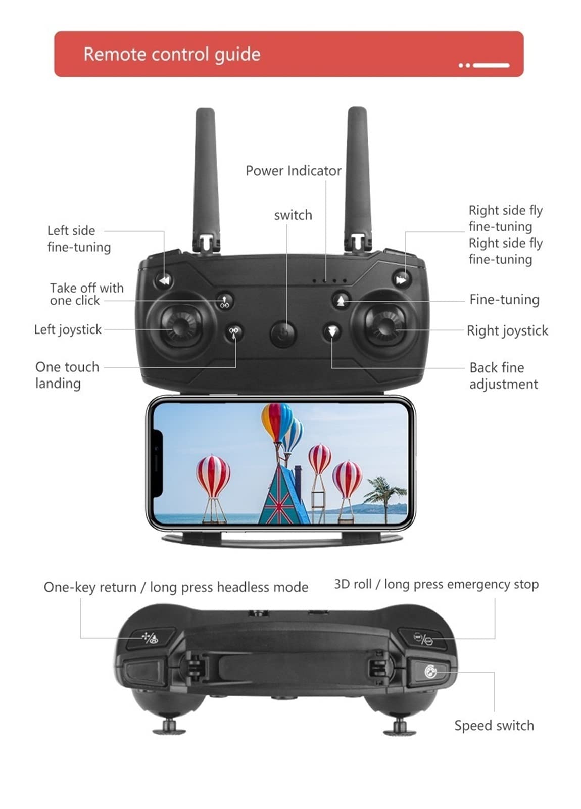Drone Mini Drone 4K Podwójna kamera WiFi Transmisja na żywo Fotografia lotnicza Helikopter Składany quadcopter Drone Zabawka (Kolor : Podwójny aparat 2B b Rozmiar: 1) (4K HD szary 1)