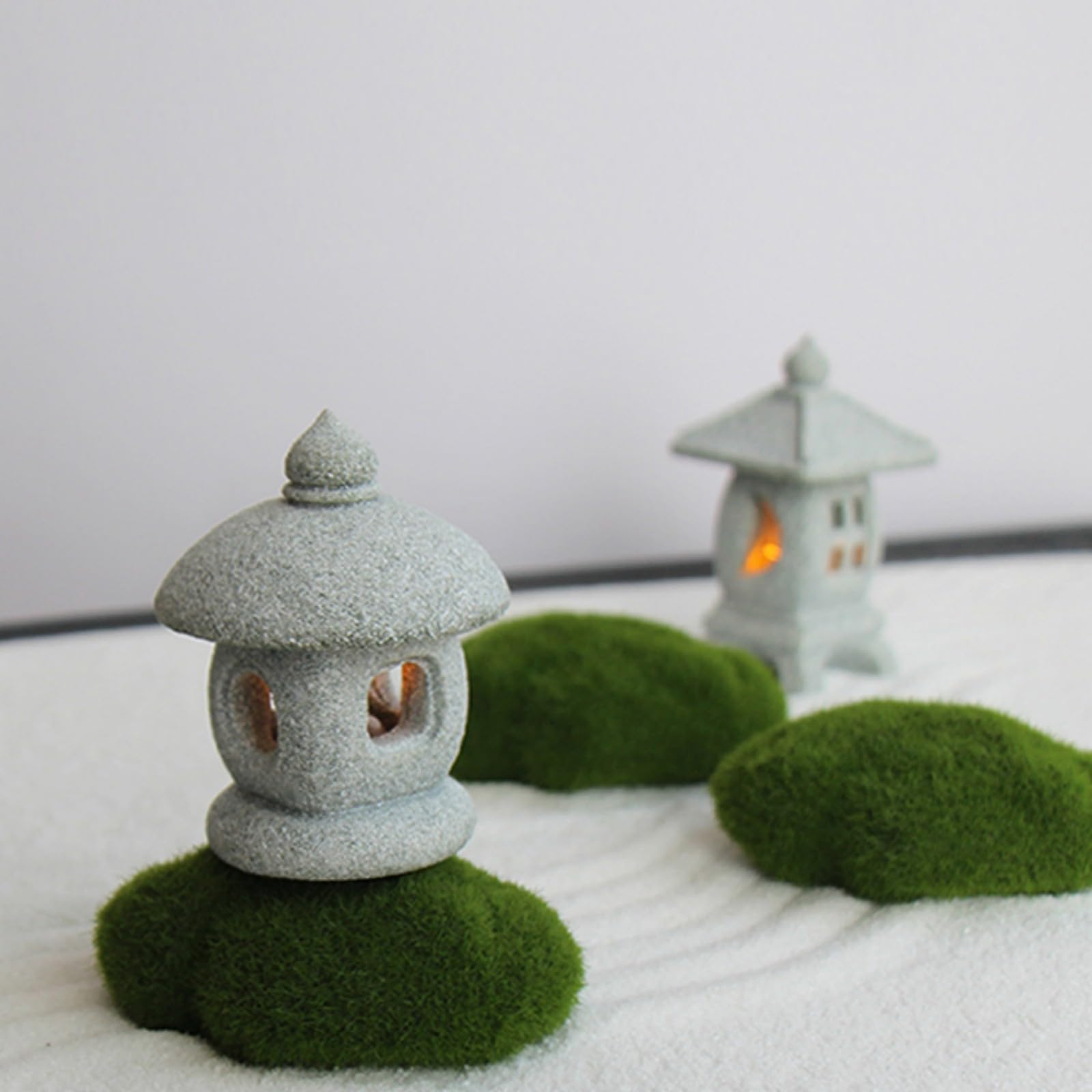 Daisylily Japanese Pagoda LED Lamp Statue Figurine, LED Lantern Pagoda Statue Figurines for Home Table Decor - Style A