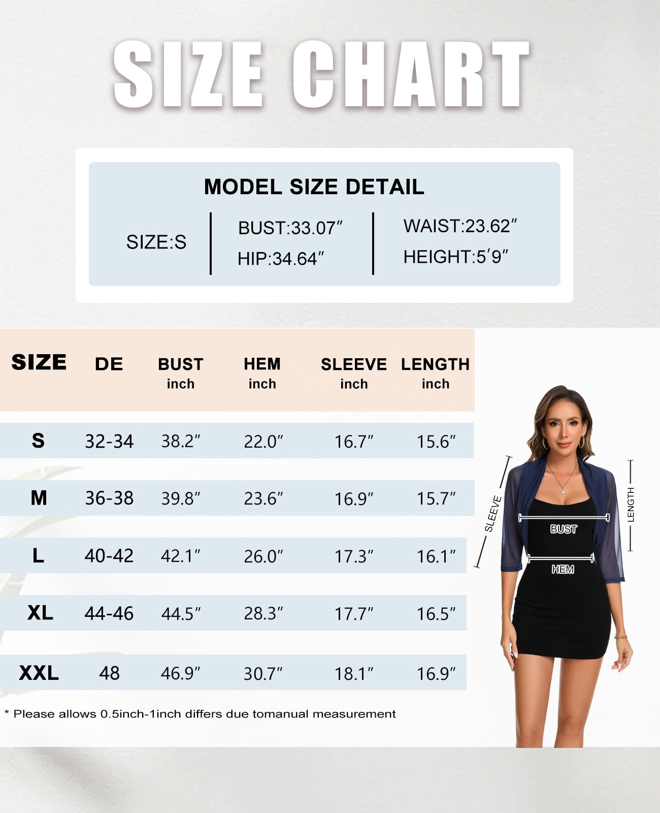 MINTLIMIT Cardigan corto da donna Sheer Mesh Bolero aperto anteriore cardigan manica 3/4 casual maglia bolero sottile elegante