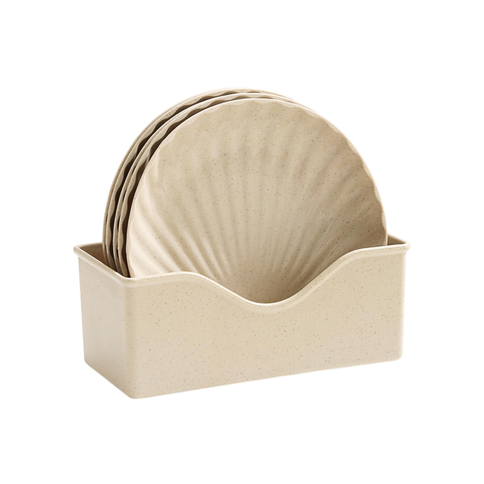 Schalenförmige Speiseteller Set, 5 Stück, Kunststoffgeschirr mit Aufbewahrungsbox zum Servieren von Abendessen, Desserts, Snacks & Nüssen, 15 x 15 x 2,5 cm