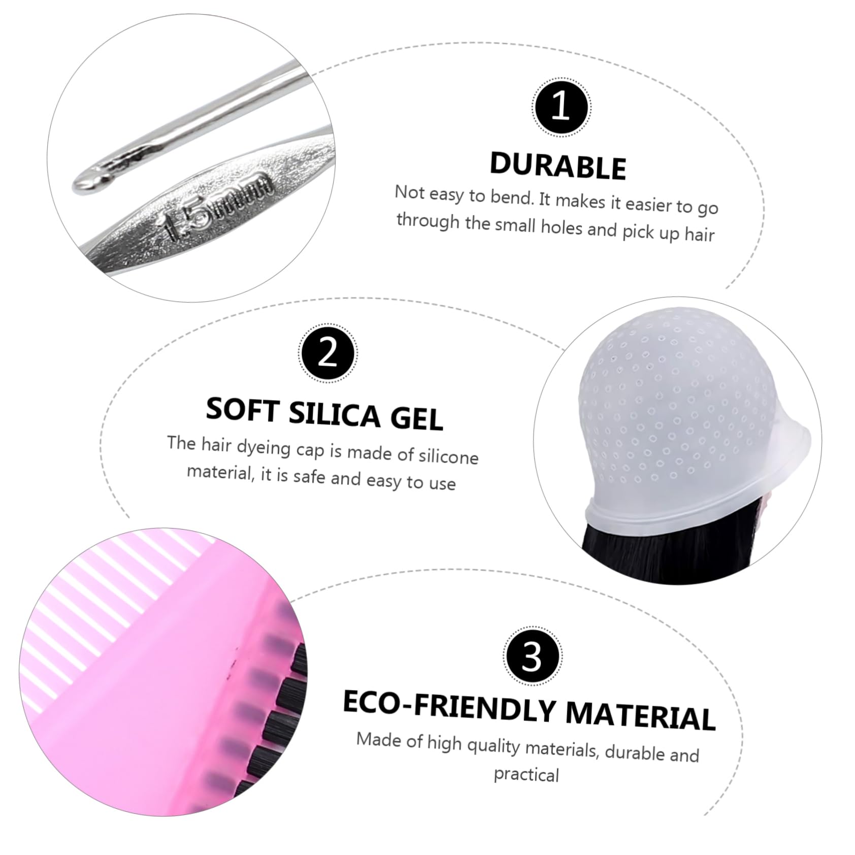 POPETPOP 11pezzi Cuffie Riutilizzabili in Silicone per Mèches Accessori per Tinture e Colorazione dei Capelli Strumenti per Parrucchieri