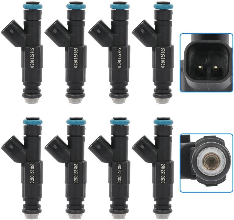 Fuel Injectors 4Holes Set of 8Pcs Fit for Lincoln for Navigator 5.4L 1999-2004 for Lincoln for Continental 4.6L 1999-2002 for Ford for Mustang 4.6L 1999 2001 2003-2004 Replacement OEM 0280155865