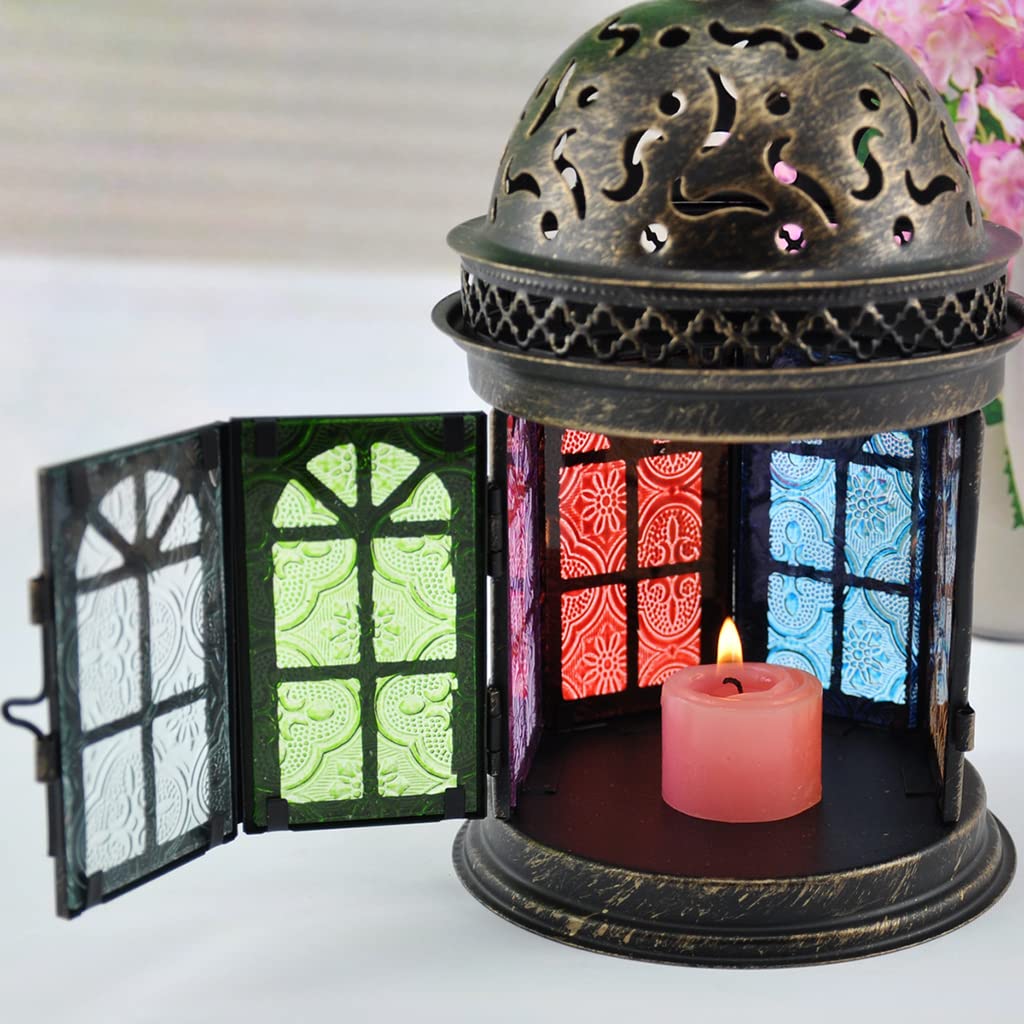 Marokkaanse Vintage Lantaarn Lichten Lamp Anaram 32 cm Wit Goud Groot, Oosterse Tuin Outdoor Hangende Lantaarns voor Kaarsen als Decoratie, Arabische Indoor Kaars Theelichthouders als Party Home Decor