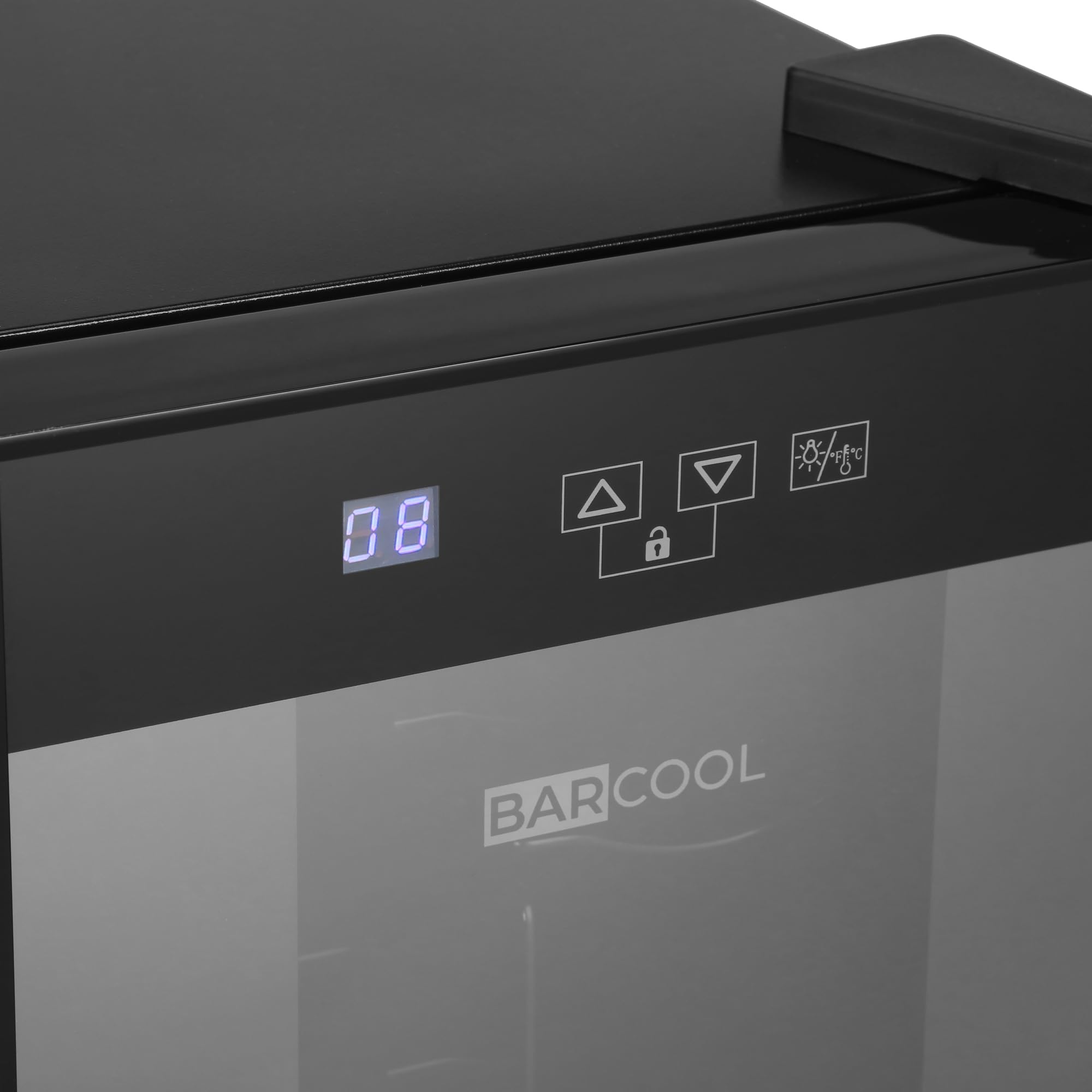 Barcool VINO8 – Table-Top Wine Fridge Black | 5-18°C | Wine Cooler | LED + Digital Display | Glass Door Drinks Cellar | Single-Zone (8 Bottle) — view 9