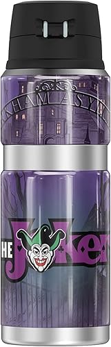 Miniatura 2 de Batman Joker Arkham THERMOS - Botella de bebida de acero inoxidable con aislamiento al vacío y doble pared, 24 onzas