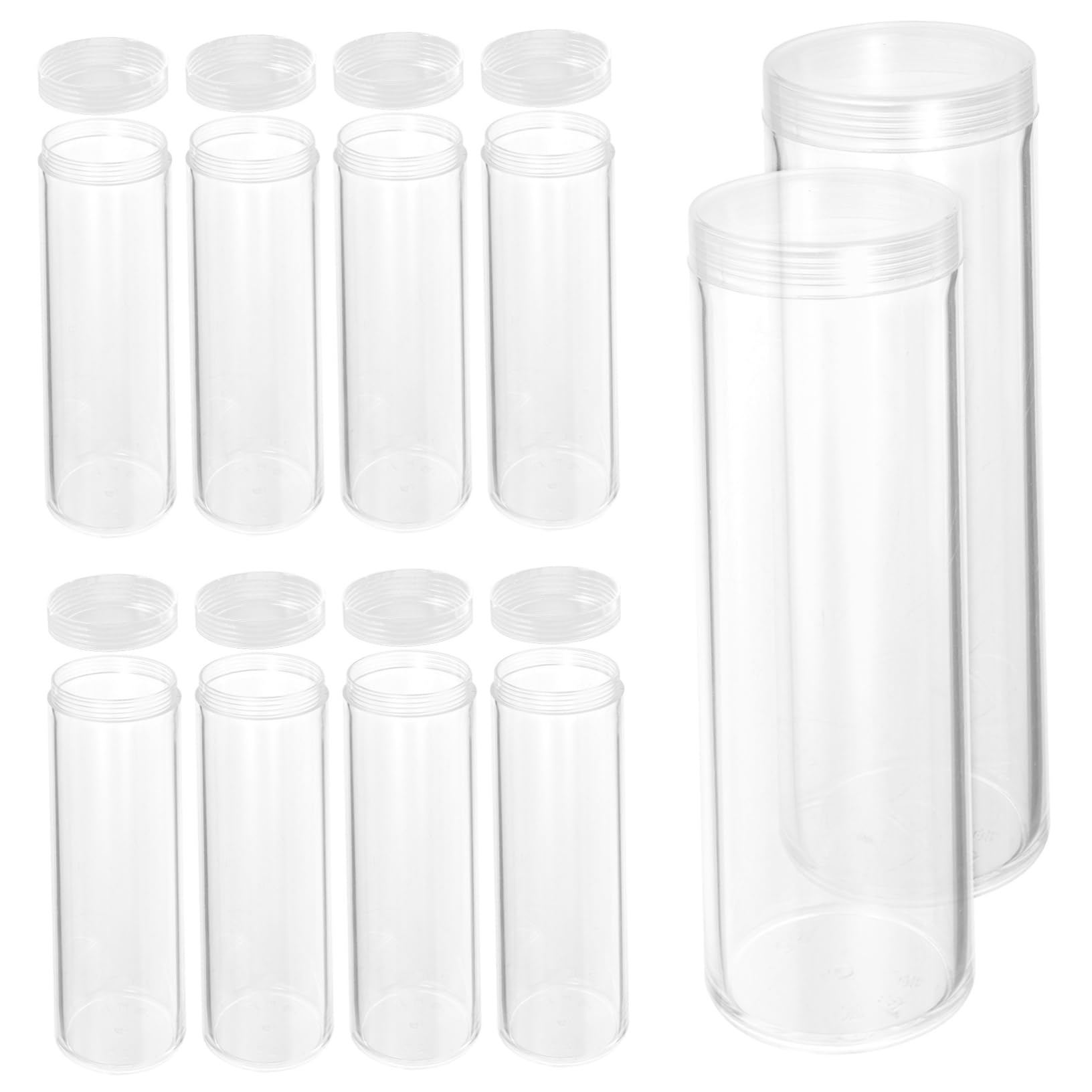 SEWACC 30 Piezas tubo transparente tubo de almacenamiento de monedas portamonedas coleccionables tubos de almacenamiento de monedas tapa tubo de moneda de medio dolar tubos de monedas
