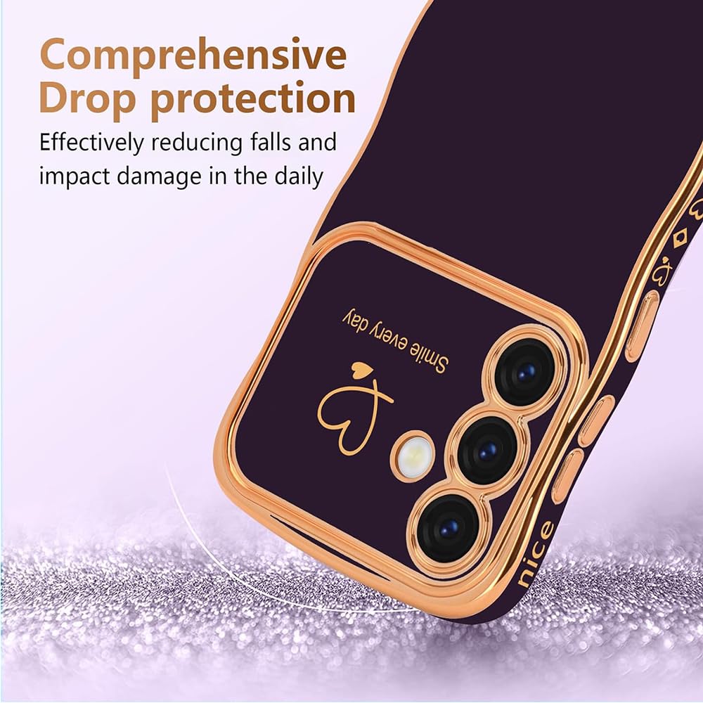 CaseLover Etui na telefon komórkowy Samsung Galaxy A55 5G, miłosne serce, etui na telefon komórkowy, fale, kręcony kształt, galwanizowany, silikon TPU, bumper, ochrona aparatu, odporne na uderzenia,