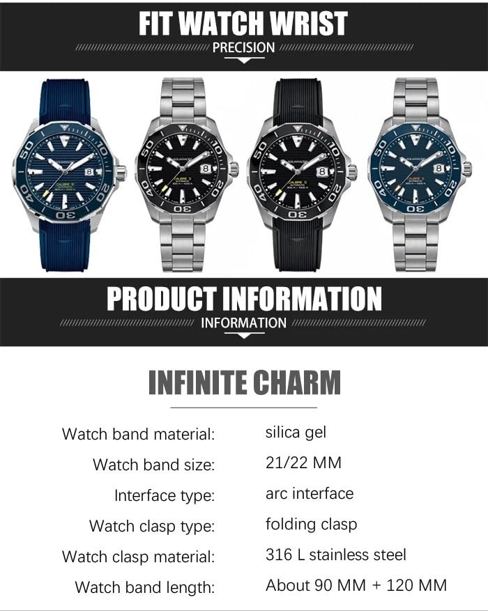 Bracelet de montre silicone étanche 20mm 22mm Aquaracer