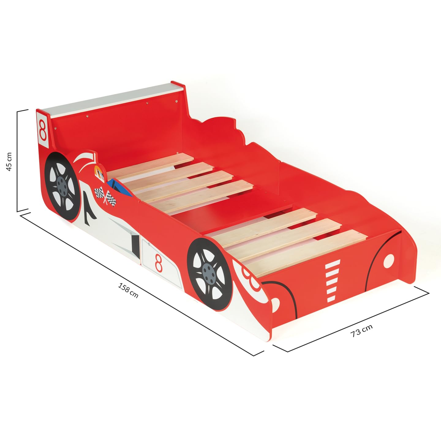 IDMarket - Lit Enfant Voiture Formule 1 Teddi 70 x 140 CM Rouge