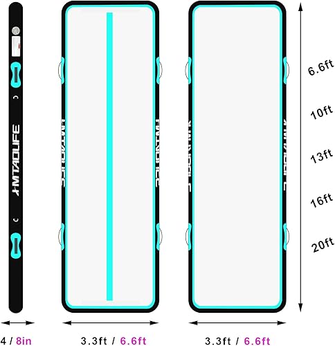 Miniatura 5 de HMTAOLIFE Gymnastics Mat Air Tumble Trackwith SHOULDER STRAP, 6.610131620ft Inflatable Training Mat for Kids, Thickness Floor Mat with Electric Air