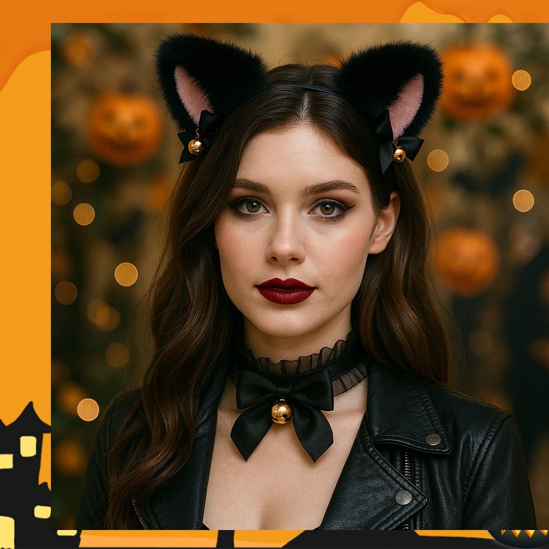 Collana Girocollo In Velluto Nero Gatto - Choker Gotico Per Donna - Accessorio Cosplay Halloween - 5