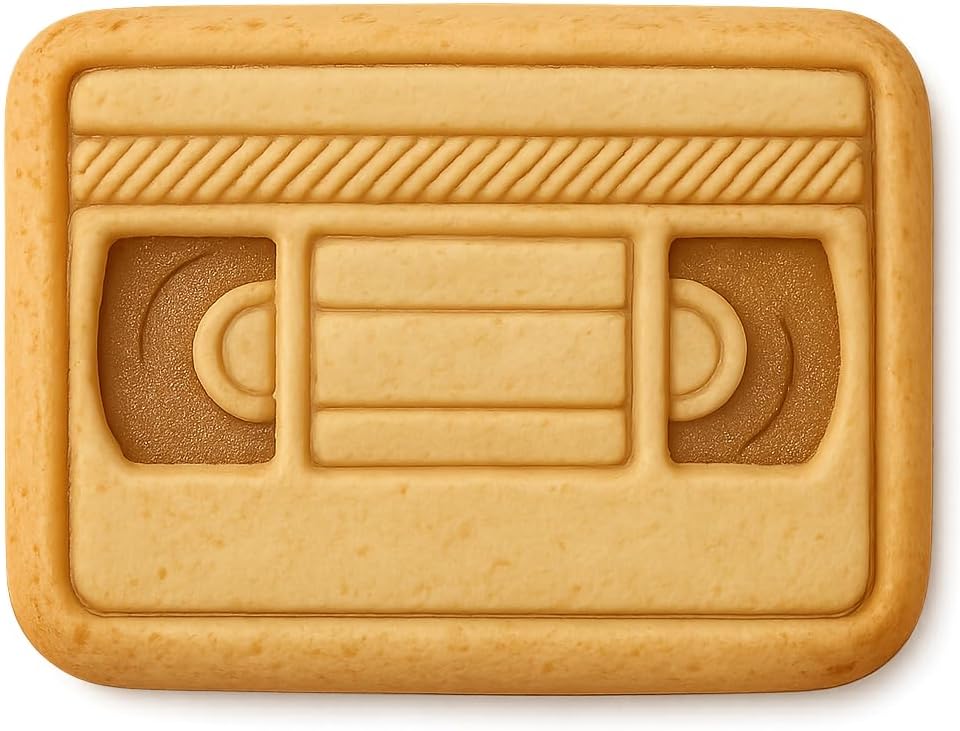 Y2K Nostalgia: VHS Cassette Cookie Cutter & Stamp, Fondant & Clay - 4x3