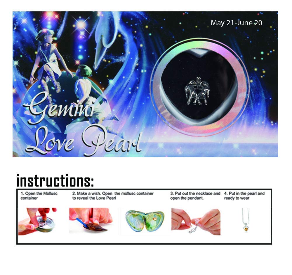 Gemini Wish Pearl Necklace Love Pearl Zodiac Gemini Necklace with Genuine Pearl