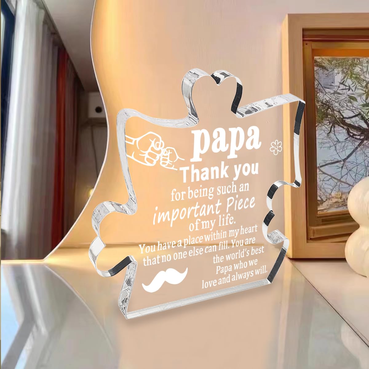 Regalo Para Abuelo - Placa Decorativa De Acrílico En Forma De Pieza De Puzzle - 'Gracias Por Ser Una Pieza Importante De Mi Vida'