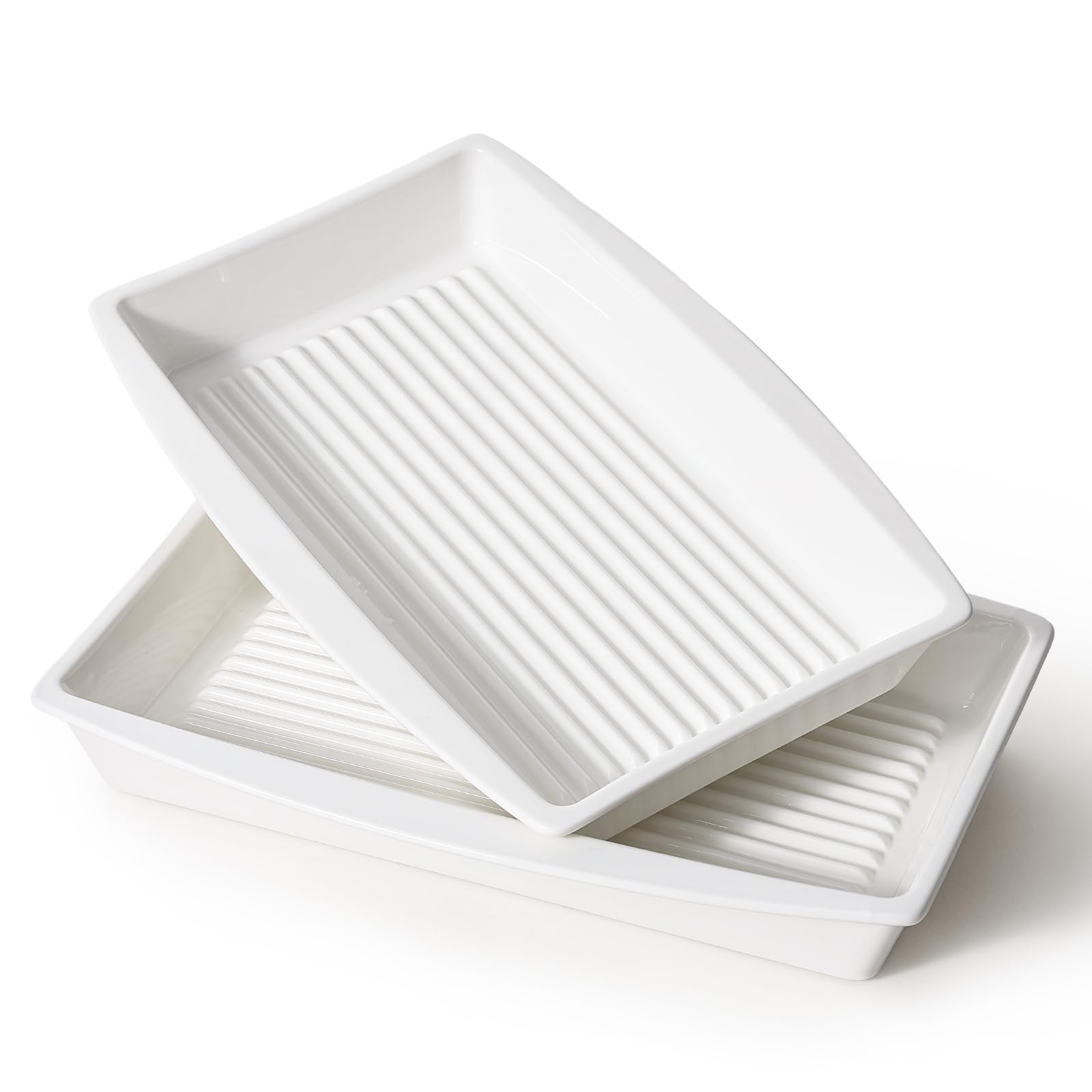 9x13 Ceramic Baking Dish Set of 2, Lasagna Pan with Groove Design, Casserole Dish for Ove…