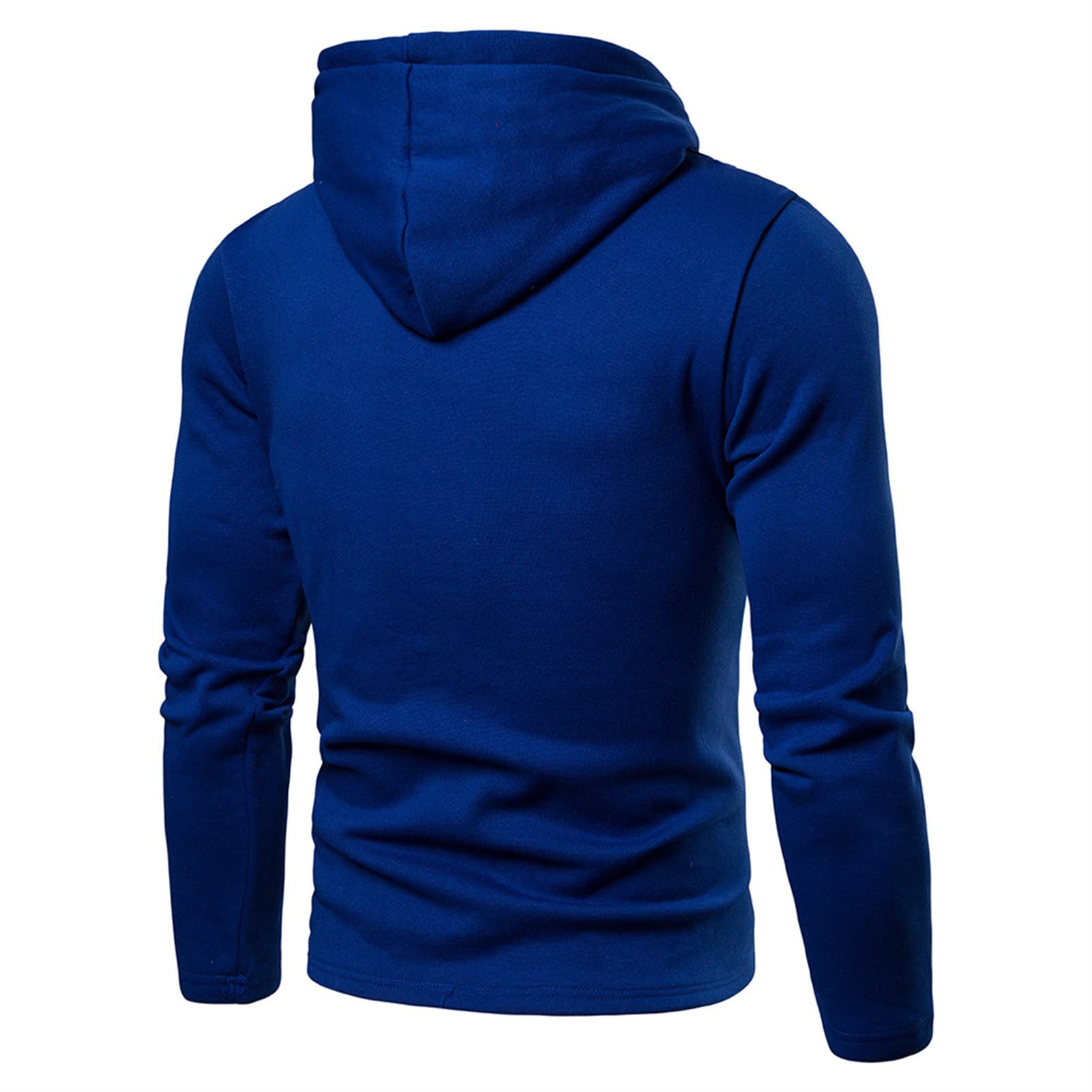 Maiyifu-GJ Men Casual Solid Pullover Hoodies Long Sleeves Gym Athletic Hoodie Lightweight Hooded Sweatshirt with Kanga Pocket (Blue,X-Large)