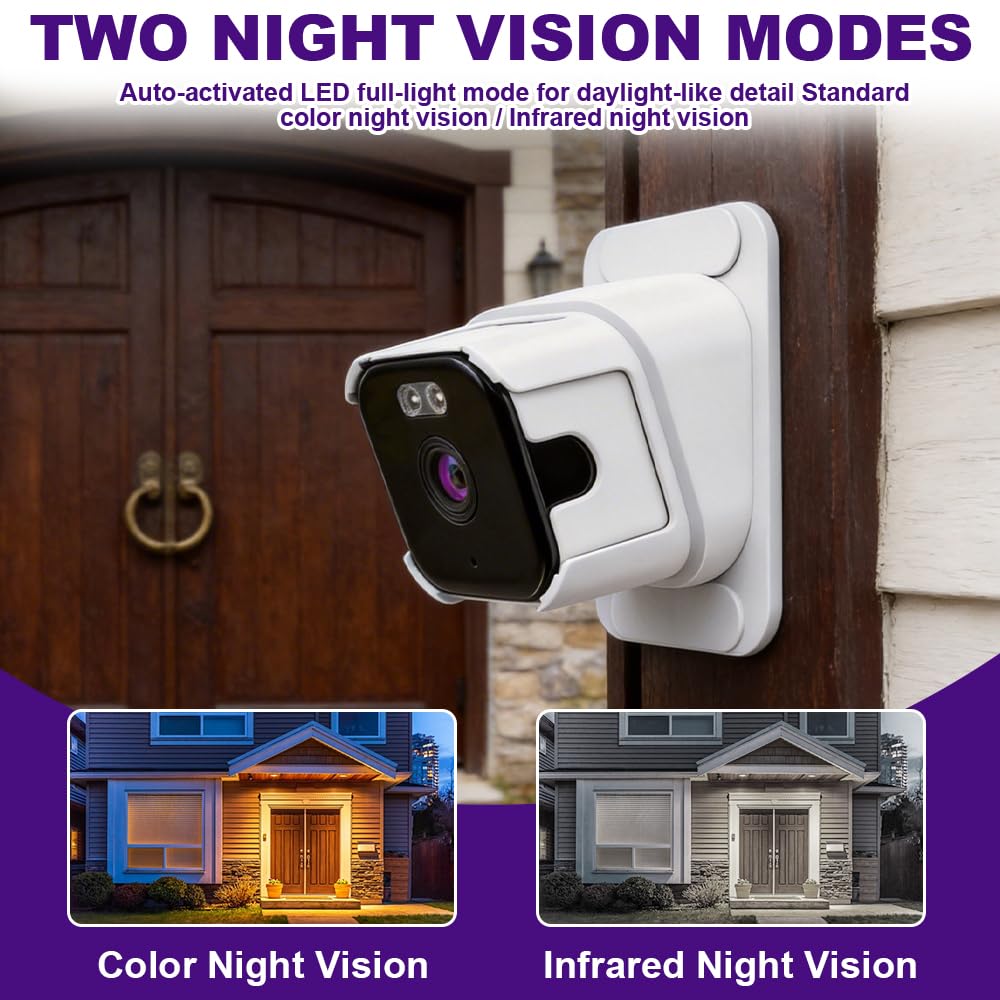 Caméra de sécurité 3 MP 2K pour la sécurité de la maison, WiFi 2,4/5 GHz avec vision nocturne en couleur, enregistrement 24h/24, 7j/7 et détection de mouvement pour regarder à l'extérieur et à