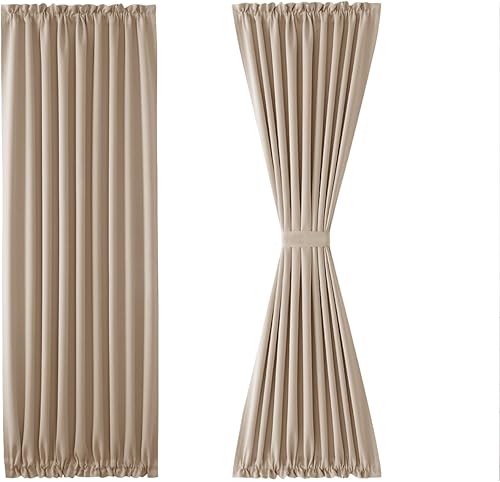 Miniatura 516 de DWCN Cortinas para puerta francesa: cortina térmica con bolsillo para barra para puertas con ventana de cristal, puertas de cocina y patio