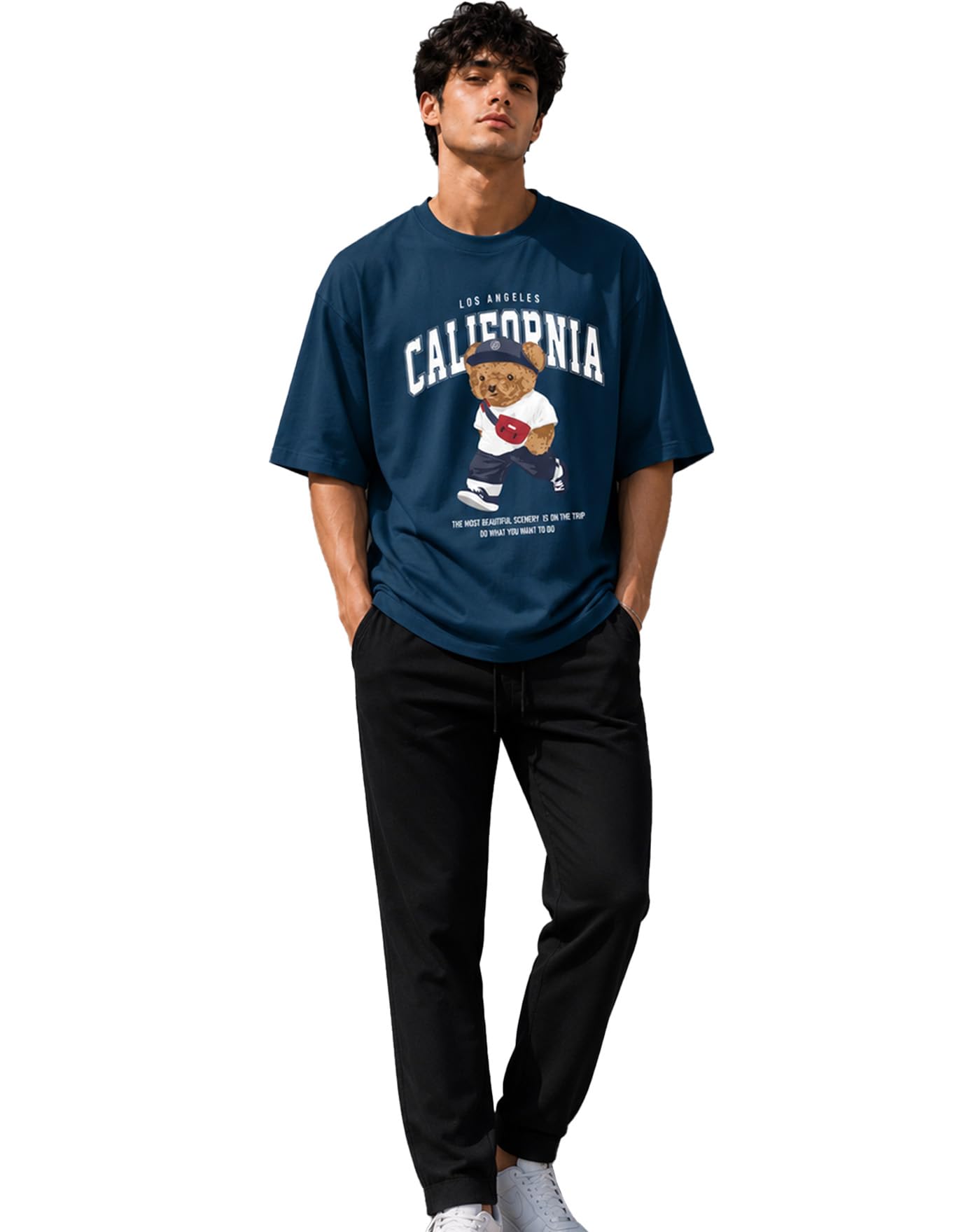 Men's Printed Co-Ord Set | Oversized Round Neck Half Sleeve T-Shirt & Track Pant | Casual Streetwear Co Ord Set for Mens-image-41