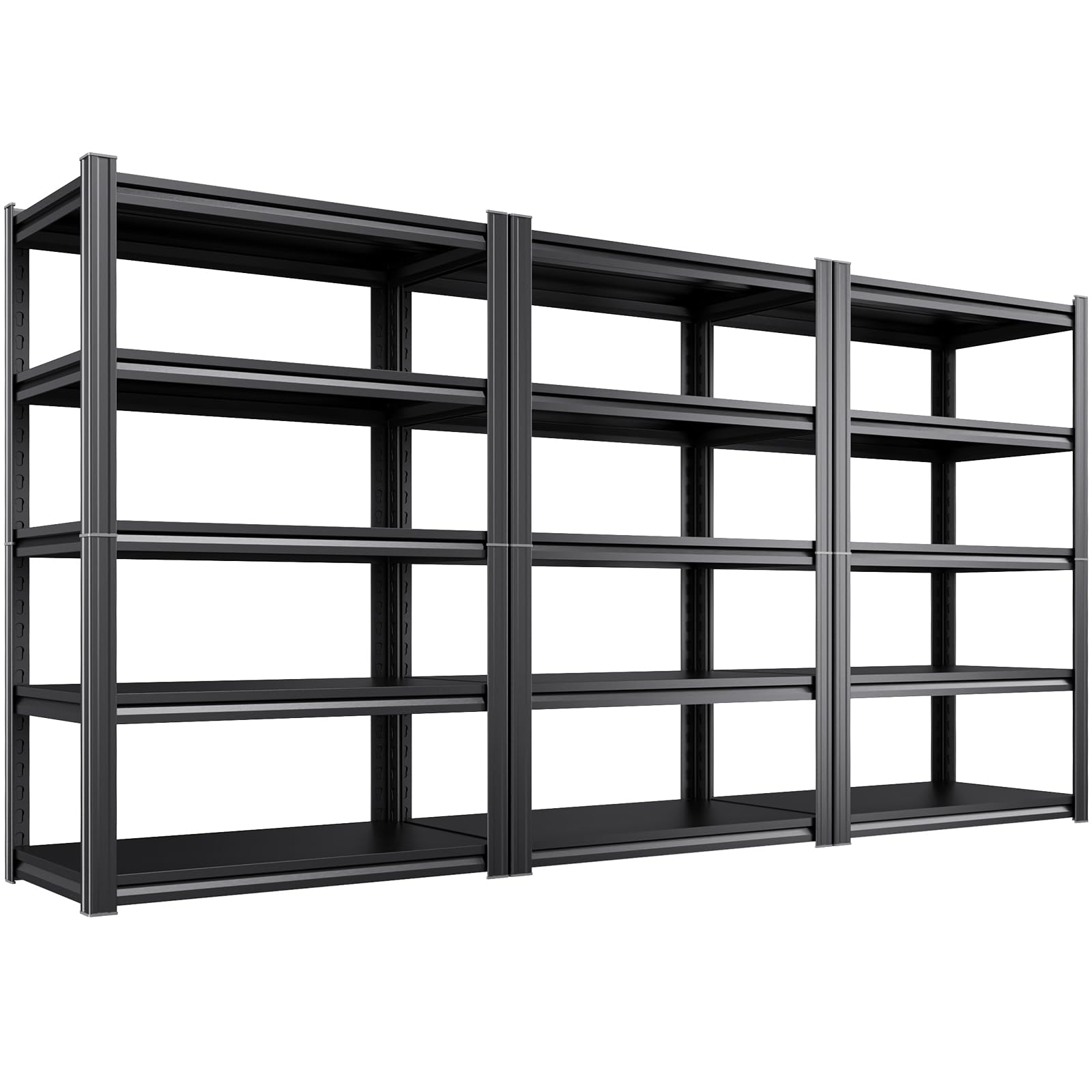3 Pack Heavy Duty 5-Tier Garage Shelving Unit (2500 LBS Capacity)–71.2"H x 35"W x 16"D Adjustable Metal Storage Rack, Industrial Steel Utility Shelves for Garage, Pantry, Warehouse, and Basement Black