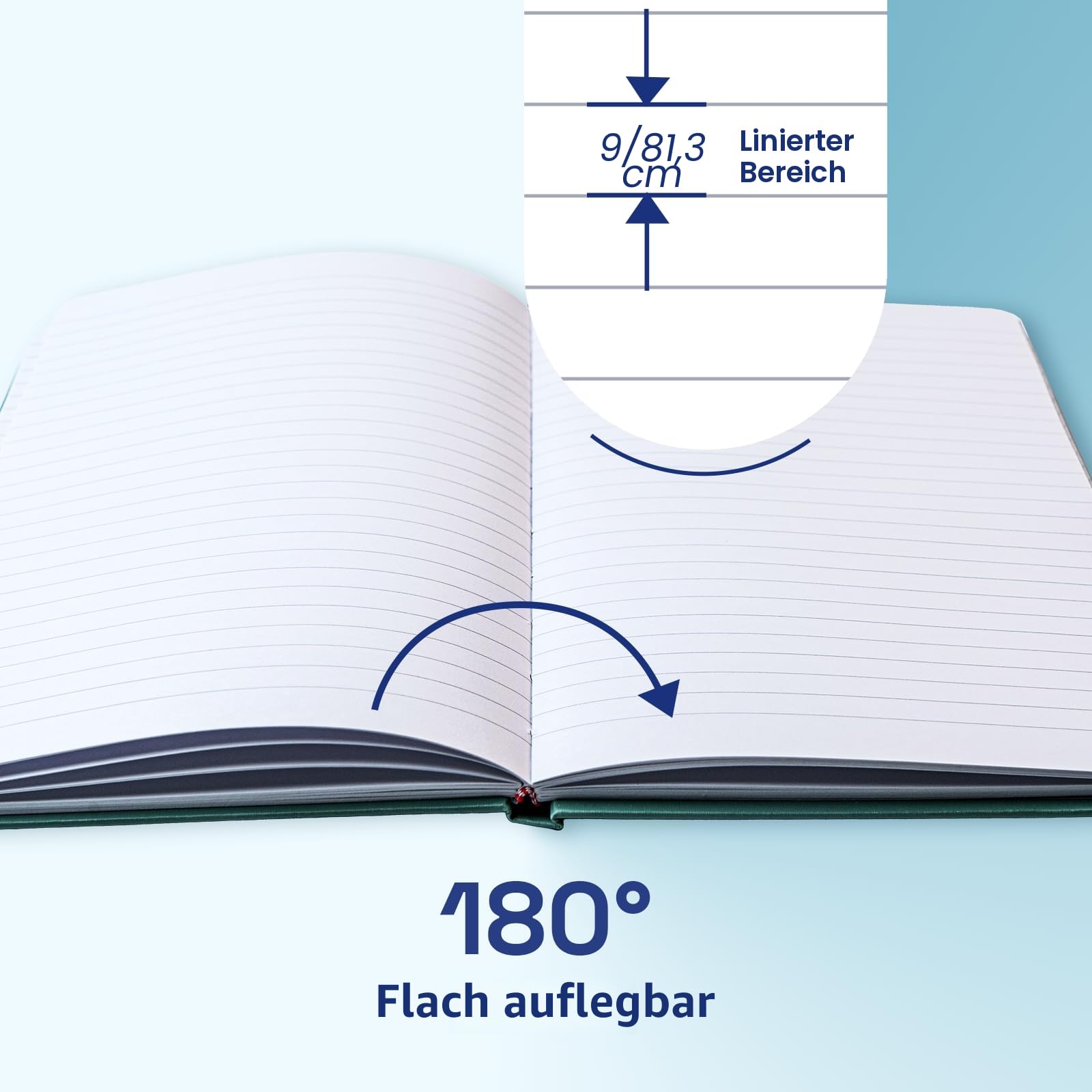 ONAVIA A5 liniertes Journal Notizbuch 3er Pack, 8,5 x 11 Zoll College-Ruled Notizbücher, 160 Seiten, große Notizbücher mit dickem Papier, Grün, Rosa, Kornblumenblau
