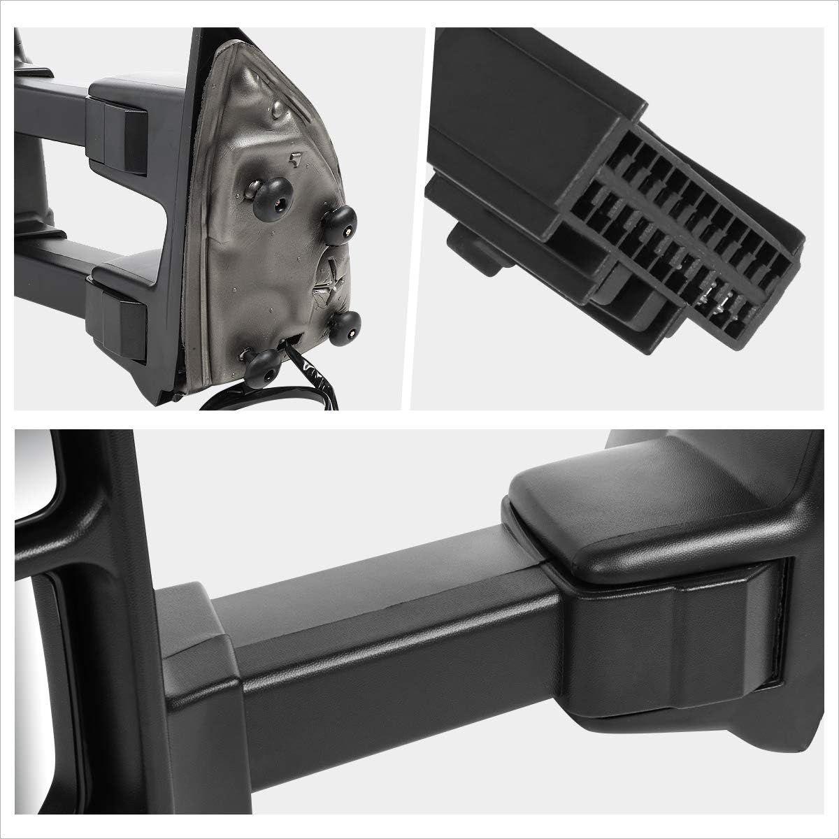 [Pair] Power Heated Tow Towing Mirrors Side Mirrors w/Amber LED Signal Compatible with 08-16 Ford Super Duty,Chrome