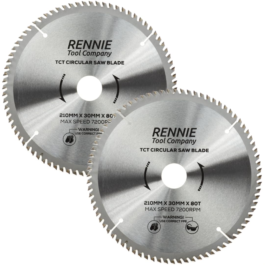 Confezione da 2) 210 mm x 30 mm foro x 80 T TCT lame circolari per legno include anelli di riduzione 16 mm 20 mm e 25 mm