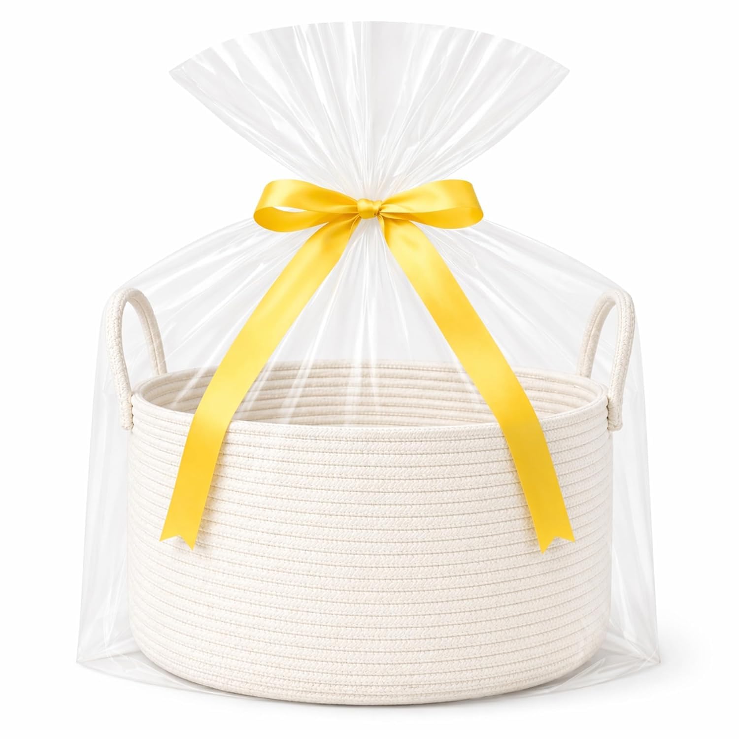 Zelura Extra Large Gift Basket Empty to Fill, 32L, Ivory White