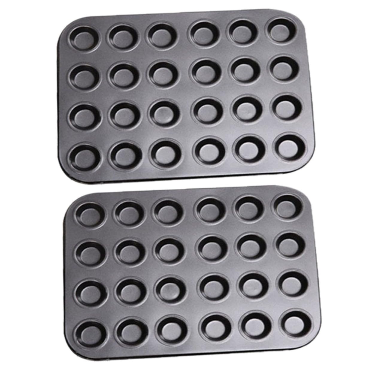 Ipetboom Stampi Antiaderenti per Muffin 24 Cavità 2 Pezzi Nero