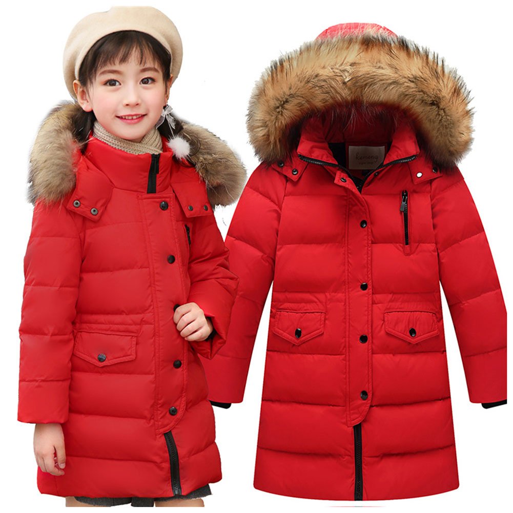 Niñas Niños Chaquetas de Plumón con Capucha Abrigo Mediano Largo para Invierno