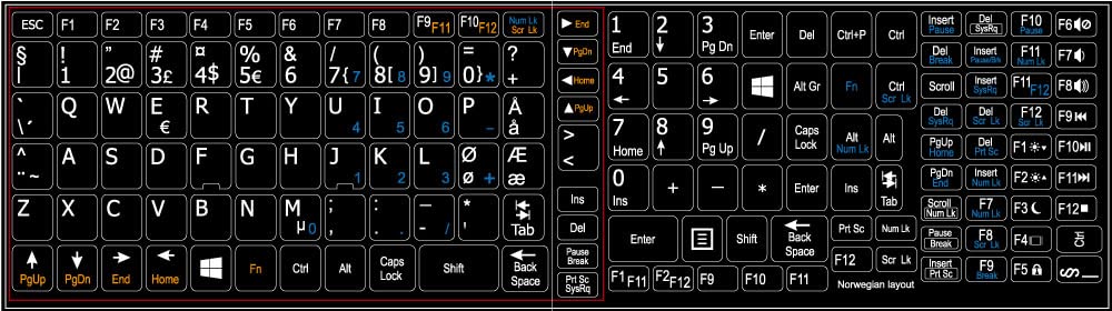 Norwegian Notebook Non-Transparent Black Keyboard Stickers