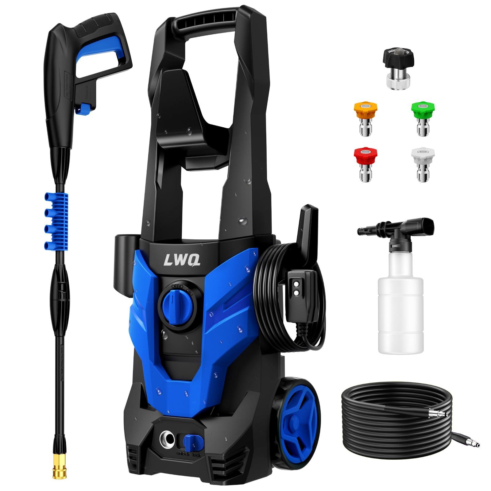 Pressure Washer, Power Washer with 4 Quick Connect Nozzles, High Pressure Cleaning Machine with Foam Cannon for Cars/Fences/Driveways/Patios/Home Cleaning - Image 1