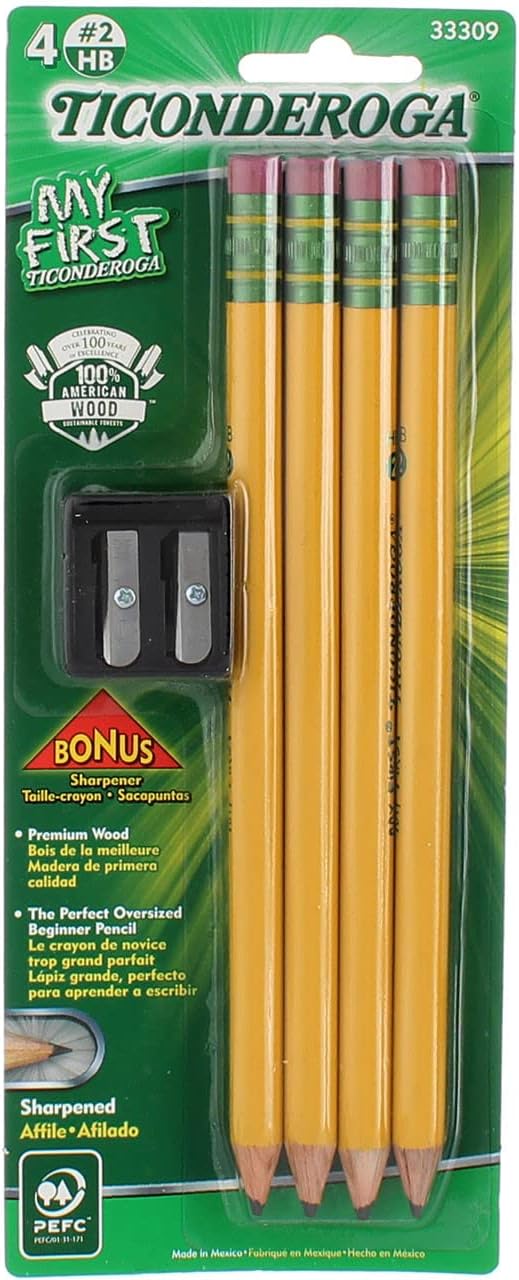 My First Ticonderoga Primary Pencil and Bonus Sharpener 2 Pk Office Products