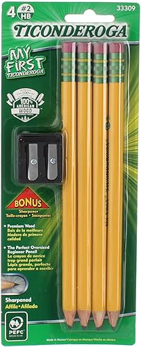 My First Ticonderoga - Lápiz primario y sacapuntas de bonificación, 2 unidades