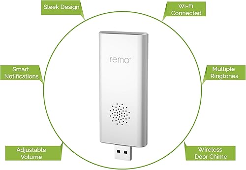 Miniatura 7 de Remo+ Timbre WiFi para interiores, timbre inalámbrico inteligente con control de volumen y múltiples tonos de llamada, conectividad perfecta para