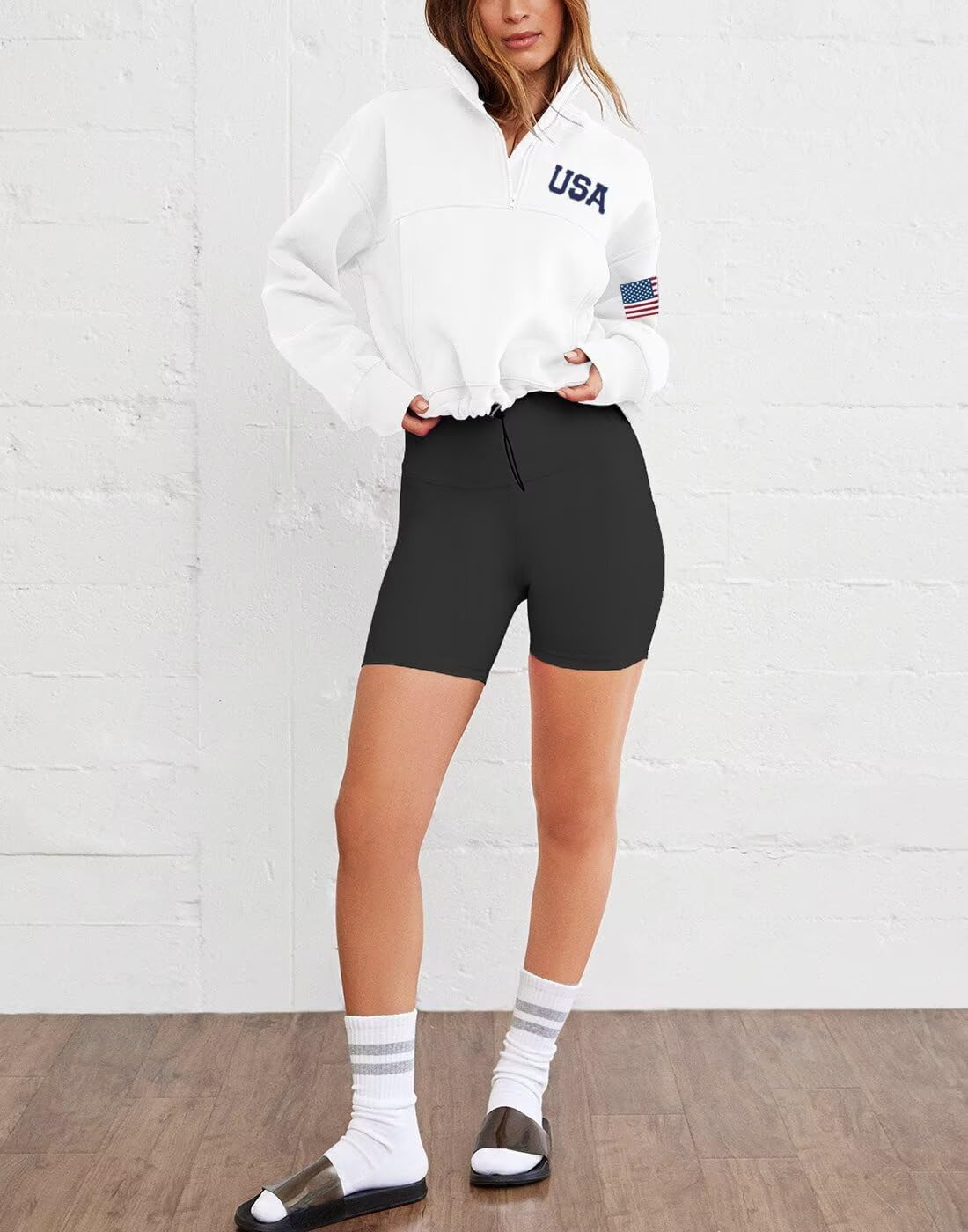 LEEDYA Womens Long Sleeve American Flag Sweatshirts Half Zip Oversized Casual Pullover Top Fall Graphic 4Th Of July USA Shirt - Image 3