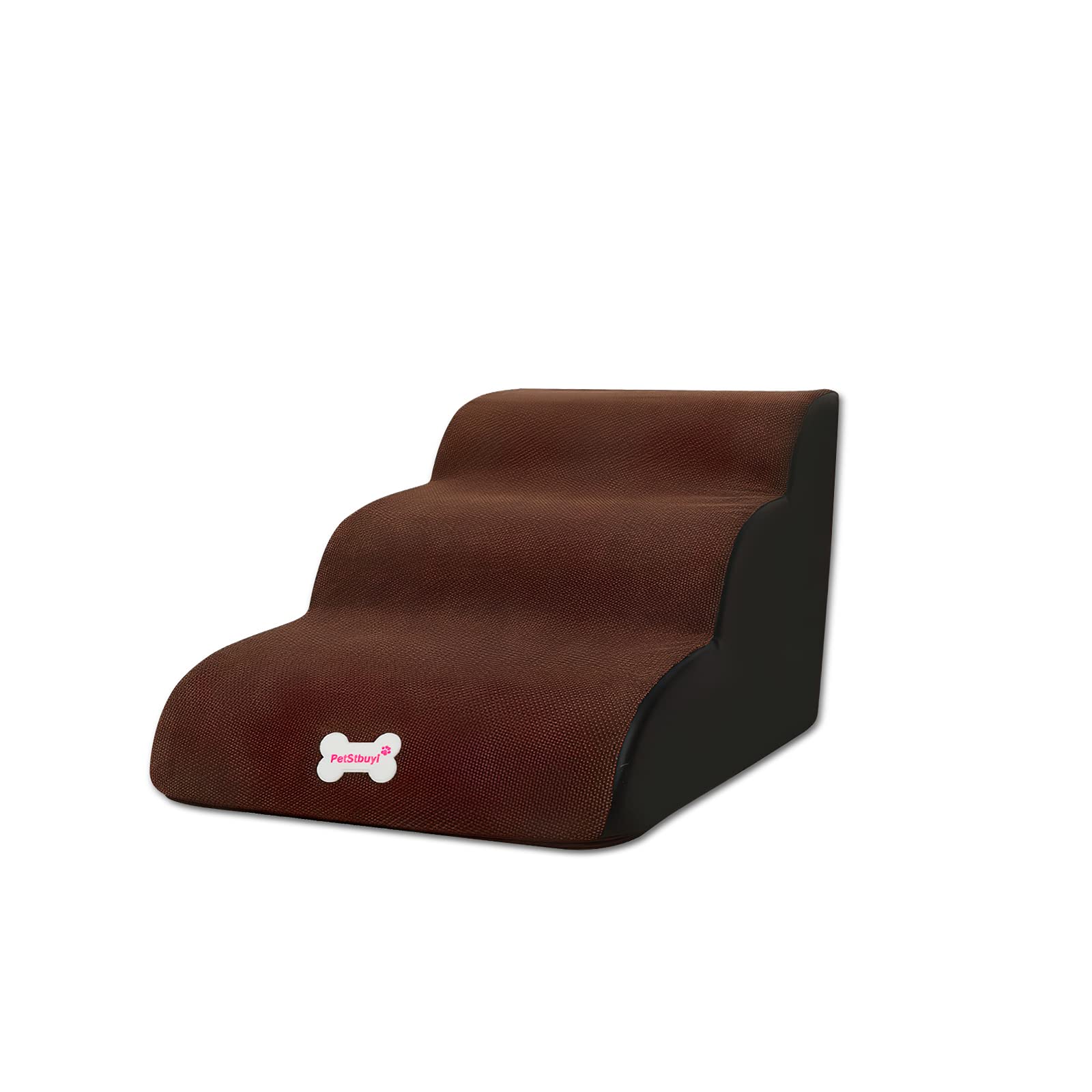 Galatée Escaleras para Mascotas, Rampa para Mascotas Extraíble y Lavable, Escaleras para Perros De Esponja De Alta Densidad(Escalera para Mascotas de 3 Niveles, Marrón)